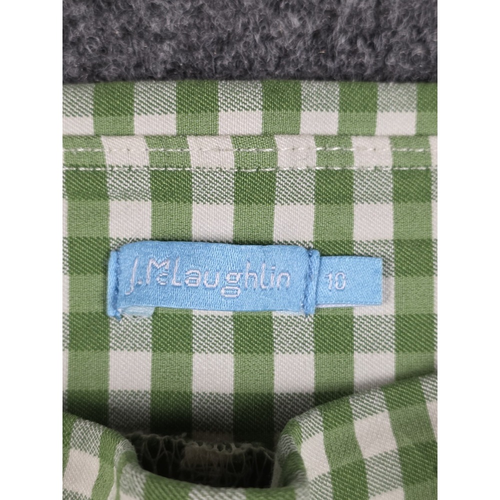 J. McLaughlin Ankle Pants Womens 10 Green White Gingham Rayon Stretch Mid Rise - Picture 6 of 9